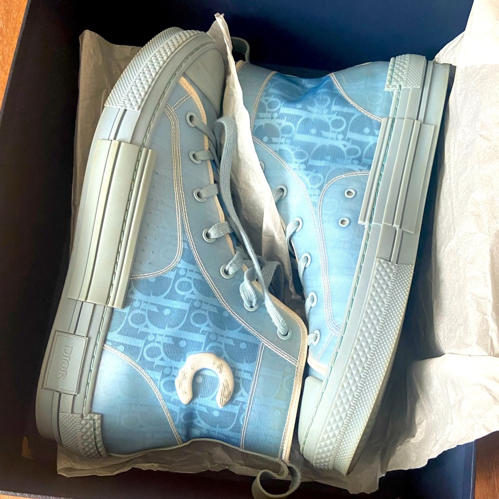 Dior X Daniel Arsham B23 High Top Oblique Sneakers Light Blue Size 45/ 12 US Men